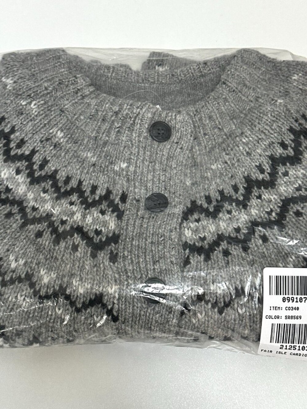 J.Crew Women Fair Isle Cardigan In Wool Alpaca Blend Gray Large Cabin Core NWT - Picture 15 of 16